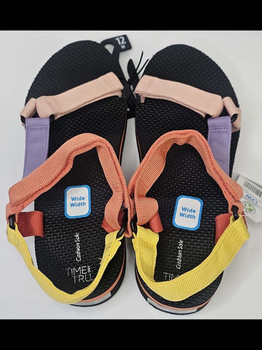 Time and Tru Women's Platform Nature Sandals Multi Color Adjustable Size 12W